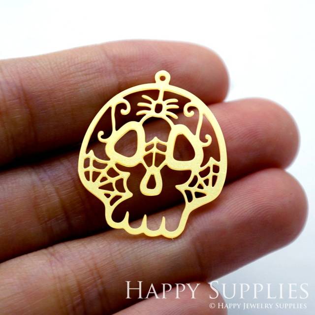2pcs Brass Jewelry Charms, Skull Raw Brass Earring Charms, Brass Jewelry Pendants, Raw Brass Jewelry Findings, Brass Pendants Jewelry Wholesale (RD1521)