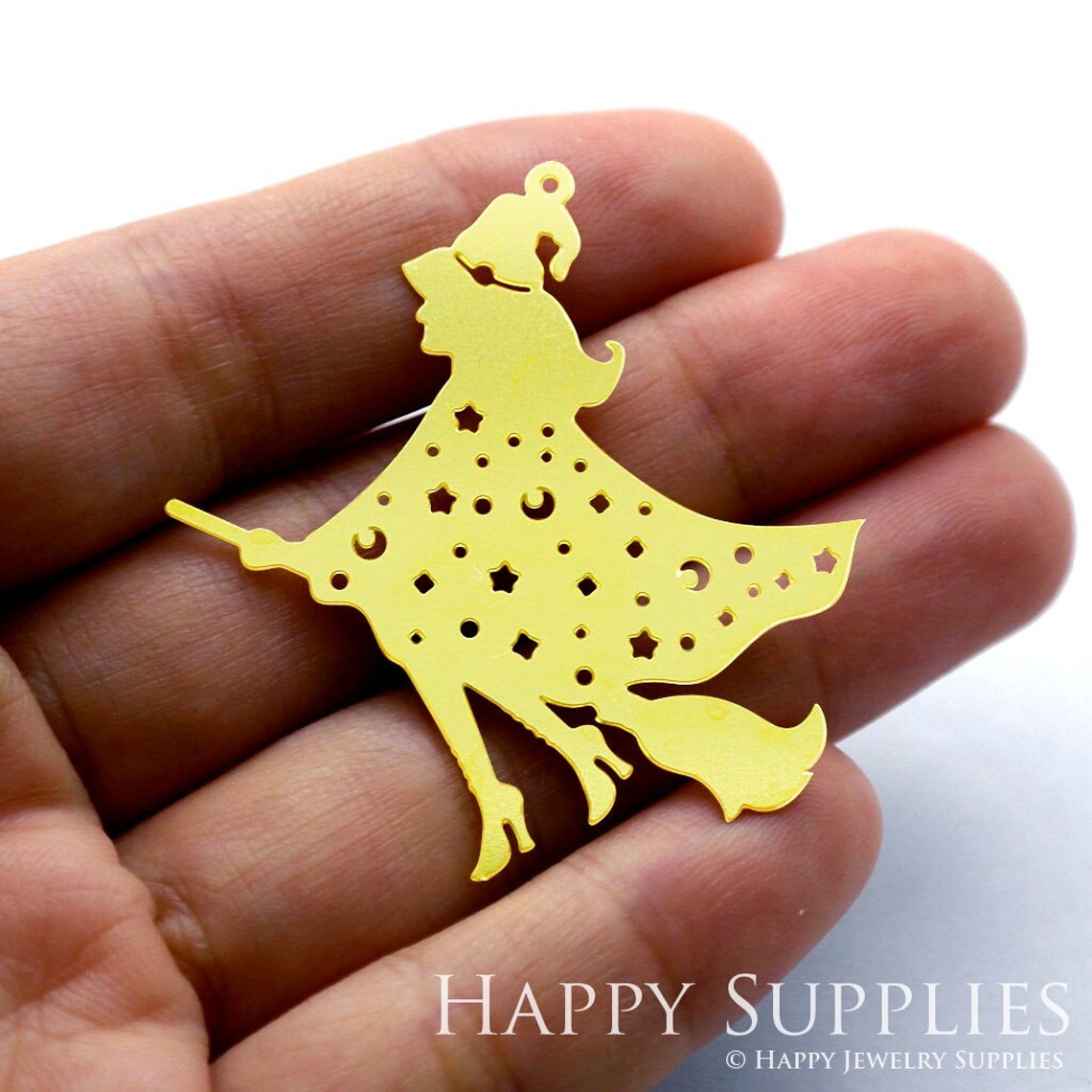 2pcs Brass Jewelry Charms, Witch Raw Brass Earring Charms, Brass Jewelry Pendants, Raw Brass Jewelry Findings, Brass Pendants Jewelry Wholesale (RD1442)