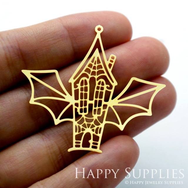 2pcs Brass Jewelry Charms, Castle Raw Brass Earring Charms, Brass Jewelry Pendants, Raw Brass Jewelry Findings, Brass Pendants Jewelry Wholesale (RD1515)