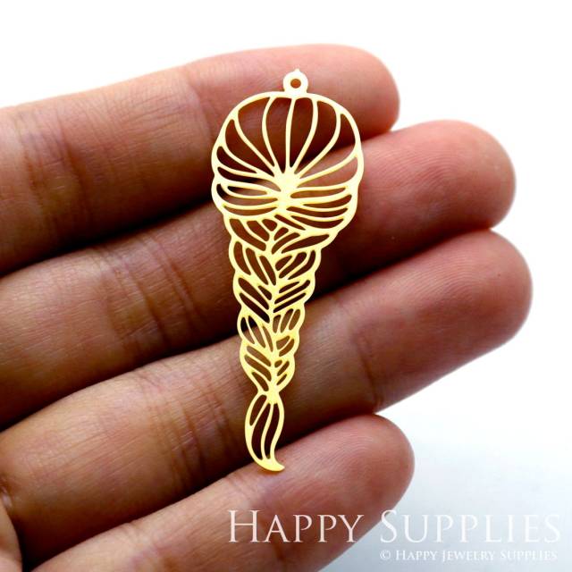 2pcs Brass Jewelry Charms, Hair Raw Brass Earring Charms, Brass Jewelry Pendants, Raw Brass Jewelry Findings, Brass Pendants Jewelry Wholesale (RD1507)