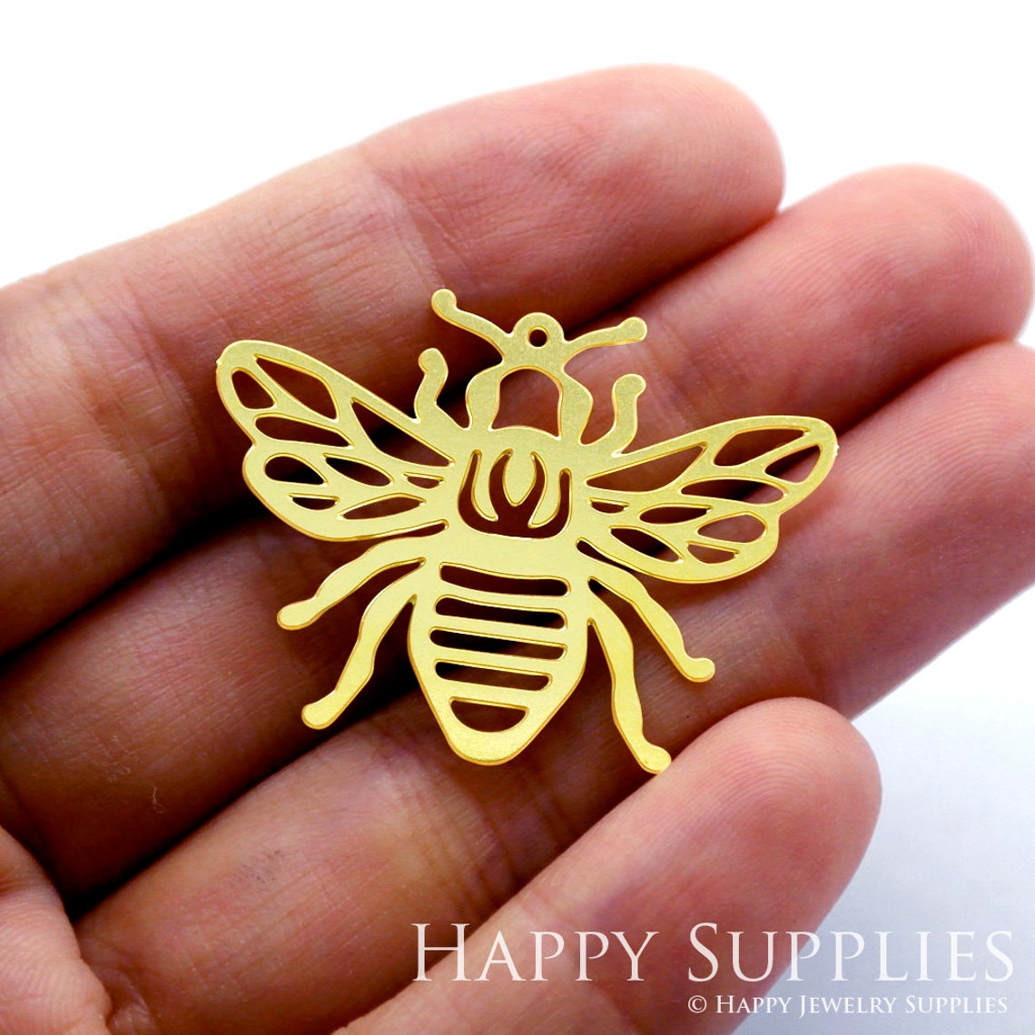 2pcs Brass Jewelry Charms, Bee Raw Brass Earring Charms, Brass Jewelry Pendants, Raw Brass Jewelry Findings, Brass Pendants Jewelry Wholesale (RD1485)