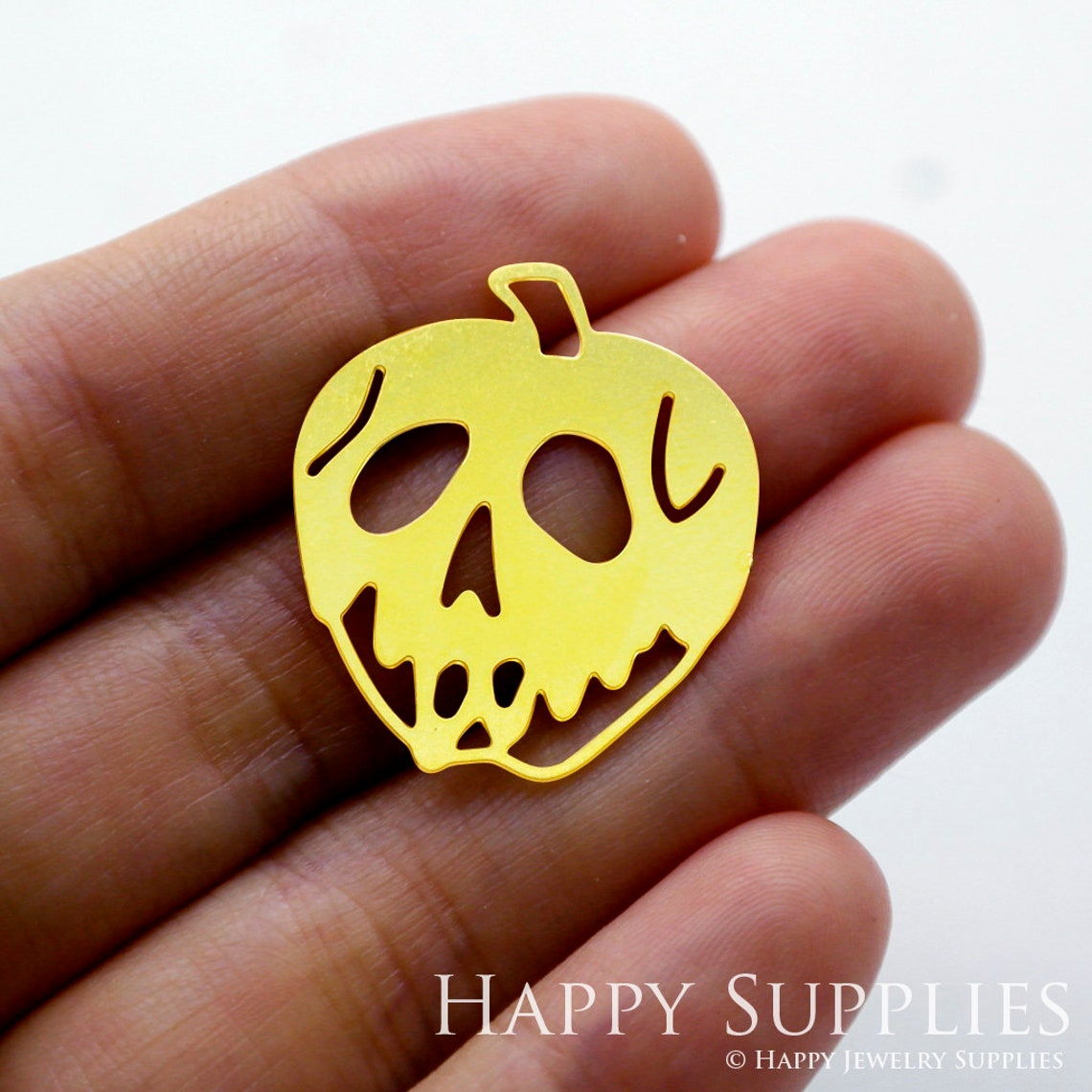 2pcs Brass Jewelry Charms, Skull Raw Brass Earring Charms, Brass Jewelry Pendants, Raw Brass Jewelry Findings, Brass Pendants Jewelry Wholesale (RD1501)