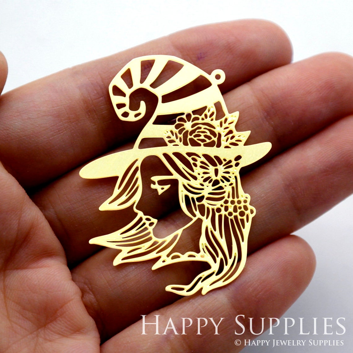 2pcs Brass Jewelry Charms, Witch Raw Brass Earring Charms, Brass Jewelry Pendants, Raw Brass Jewelry Findings, Brass Pendants Jewelry Wholesale (RD1530)