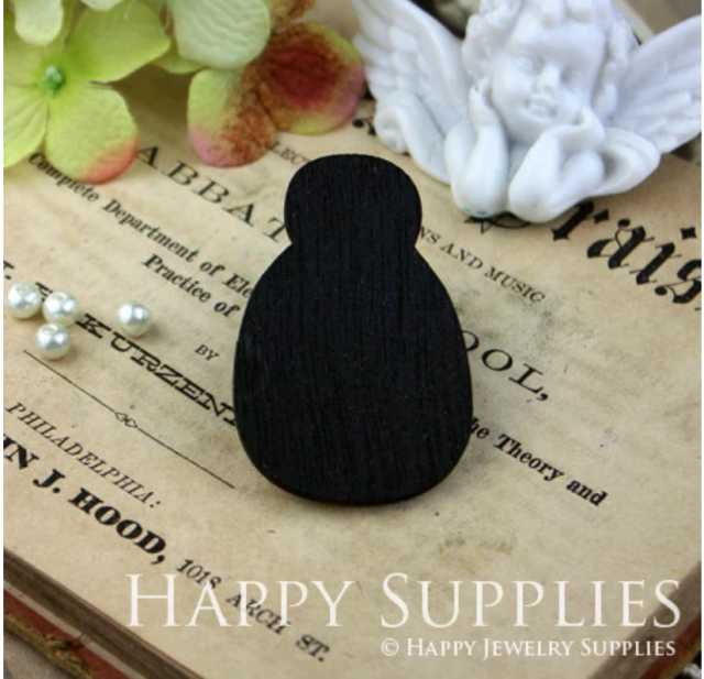 Handmade Jewelry Making Supplies Beads Cut Wooden Japanese Doll Charm For DIY Necklace Earring Brooch (CWD06)