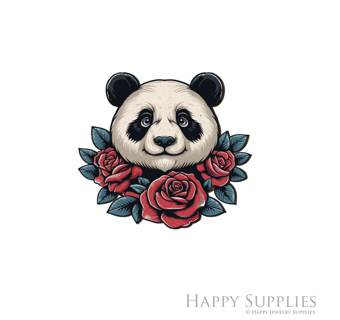 Handmade Jewelry Making Supplies Beads Cut Wooden Panda Charm For DIY Necklace Earring Brooch (CW1000)