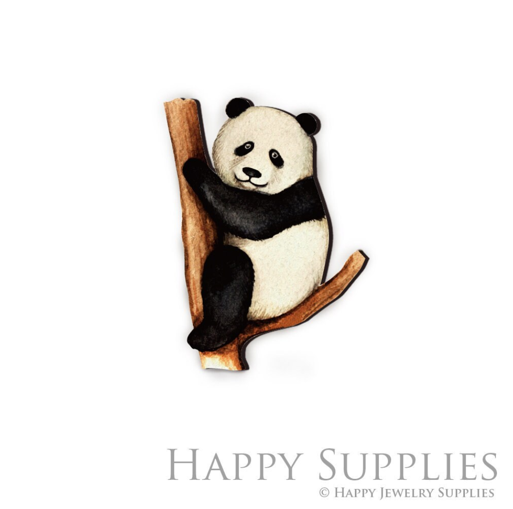 Handmade Jewelry Making Supplies Beads Cut Wooden Panda Charm For DIY Necklace Earring Brooch (CW135)