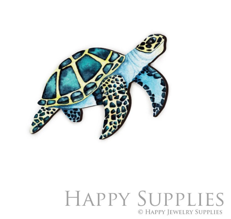 Handmade Jewelry Making Supplies Beads Cut Wooden Turtle Charm For DIY Necklace Earring Brooch (CW136)