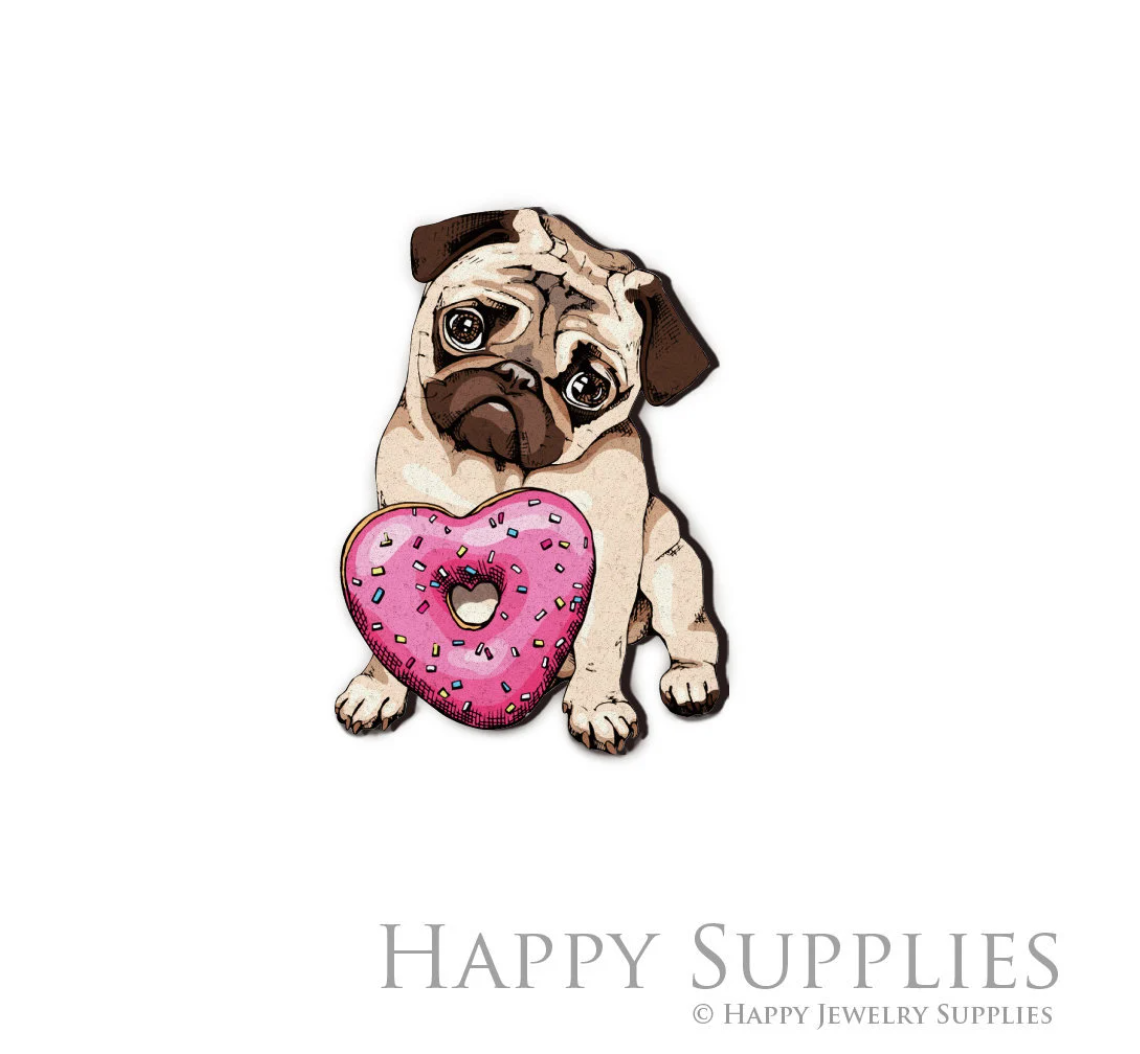 Handmade Jewelry Making Supplies Beads Cut Wooden dog Charm For DIY Necklace Earring Brooch (CW142)