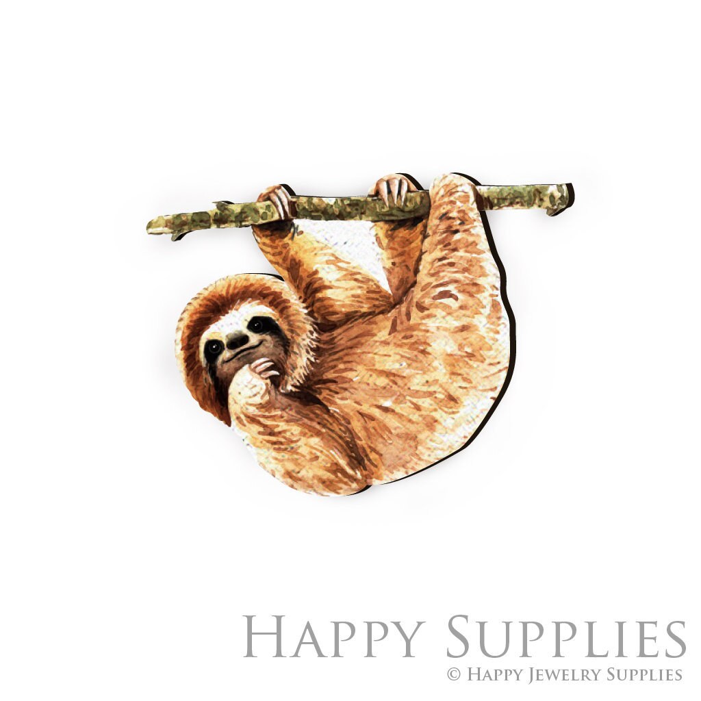 Handmade Jewelry Making Supplies Beads Cut Wooden sloth Charm For DIY Necklace Earring Brooch (CW239)