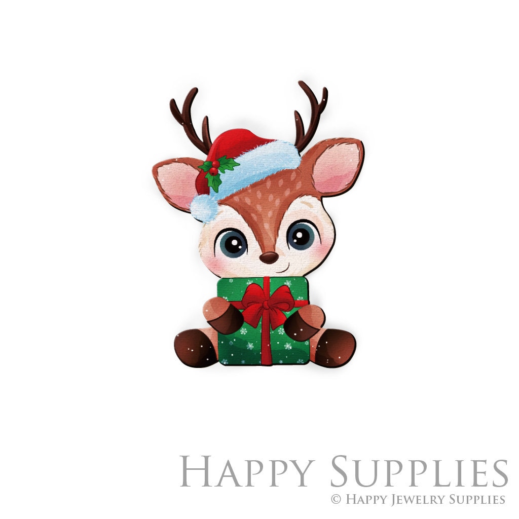 Handmade Jewelry Making Supplies Beads Cut Wooden Deer Charm For DIY Necklace Earring Brooch (CW390)