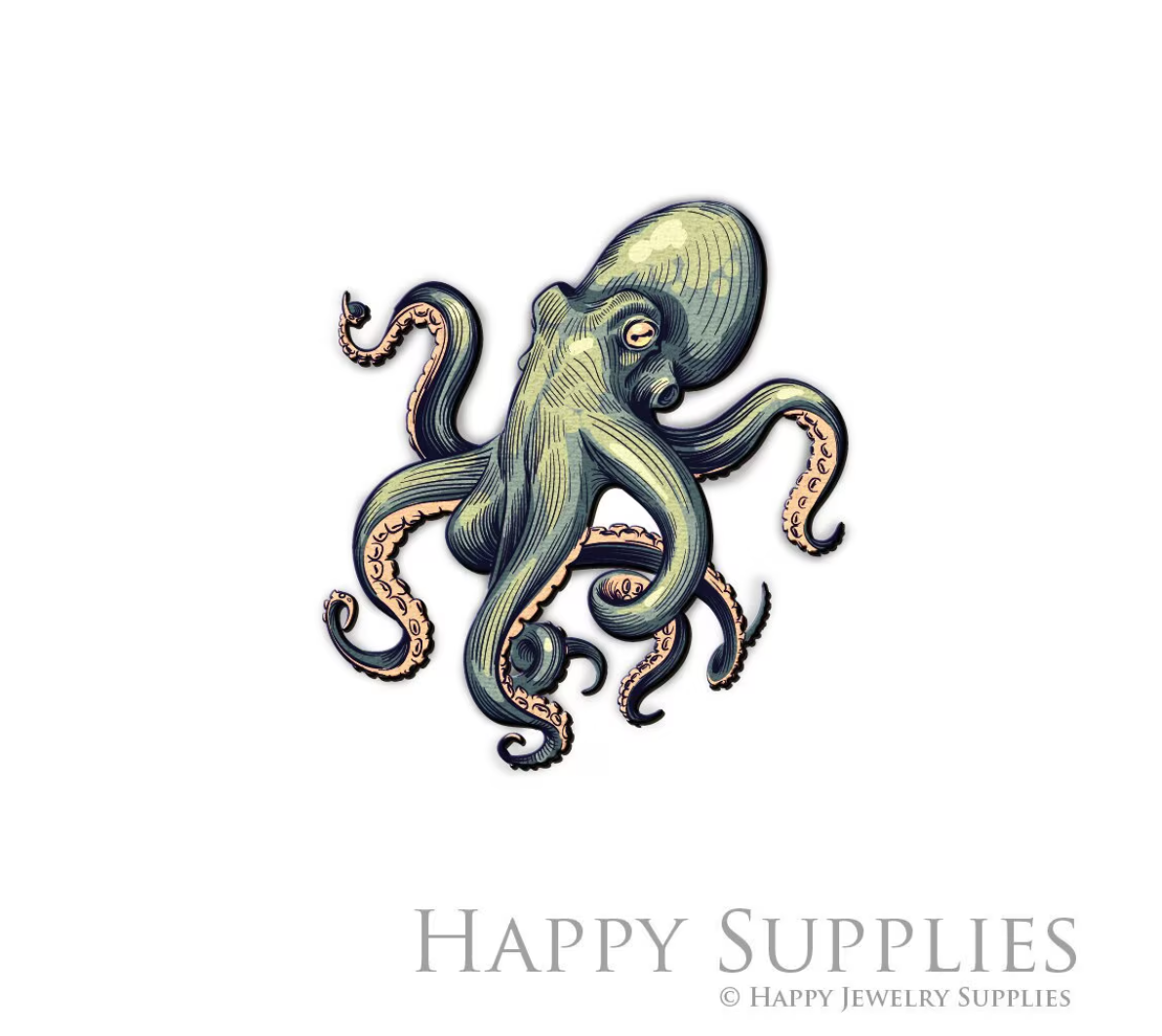 Handmade Jewelry Making Supplies Beads Cut Wooden Octopus Charm For DIY Necklace Earring Brooch (CW466)