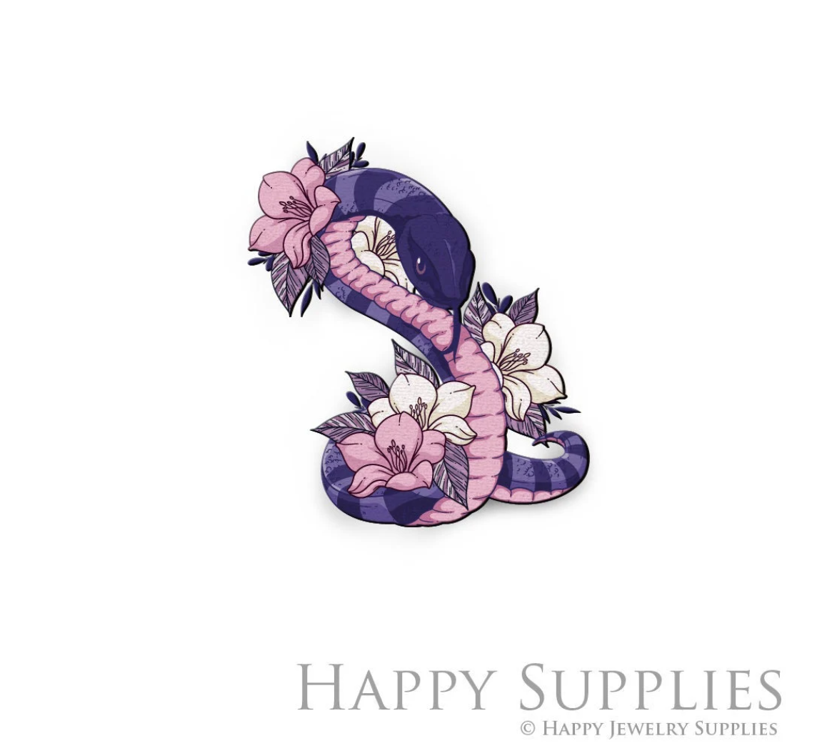 Handmade Jewelry Making Supplies Beads Cut Wooden Snake Charm For DIY Necklace Earring Brooch (CW542)