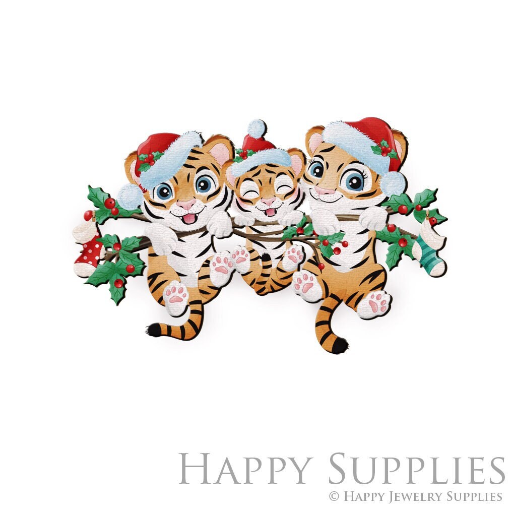 Handmade Jewelry Making Supplies Beads Cut Wooden Christmas Charm For DIY Necklace Earring Brooch (CW742)