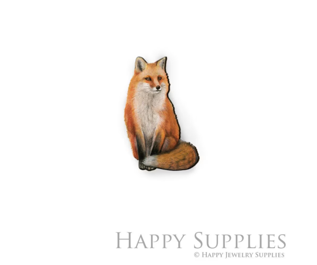 Handmade Jewelry Making Supplies Beads Cut Wooden Fox Charm For DIY Necklace Earring Brooch (CW758)