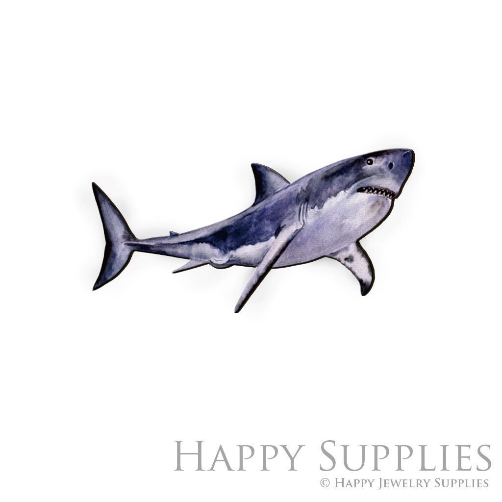 Handmade Jewelry Making Supplies Beads Cut Wooden Shark Charm For DIY Necklace Earring Brooch (CW762)