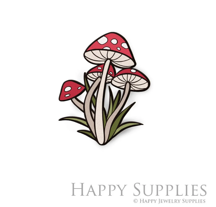 Handmade Jewelry Making Supplies Beads Cut Wooden Mushroom Charm For DIY Necklace Earring Brooch (CW768)