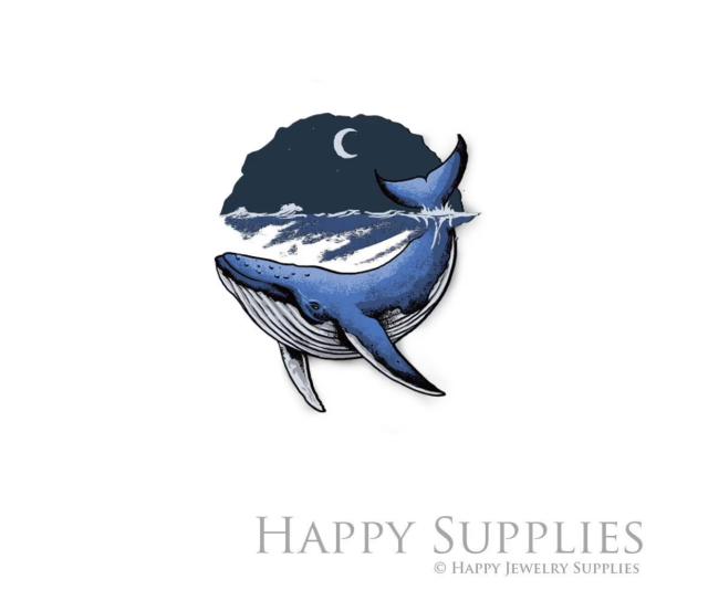 Handmade Jewelry Making Supplies Beads Cut Wooden Whale Charm For DIY Necklace Earring Brooch (CW781)