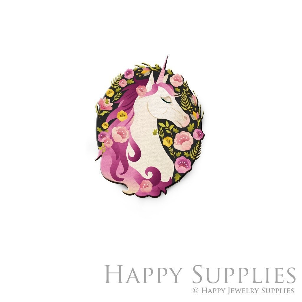 Handmade Jewelry Making Supplies Beads Cut Wooden Unicorn Charm For DIY Necklace Earring Brooch (CW872)