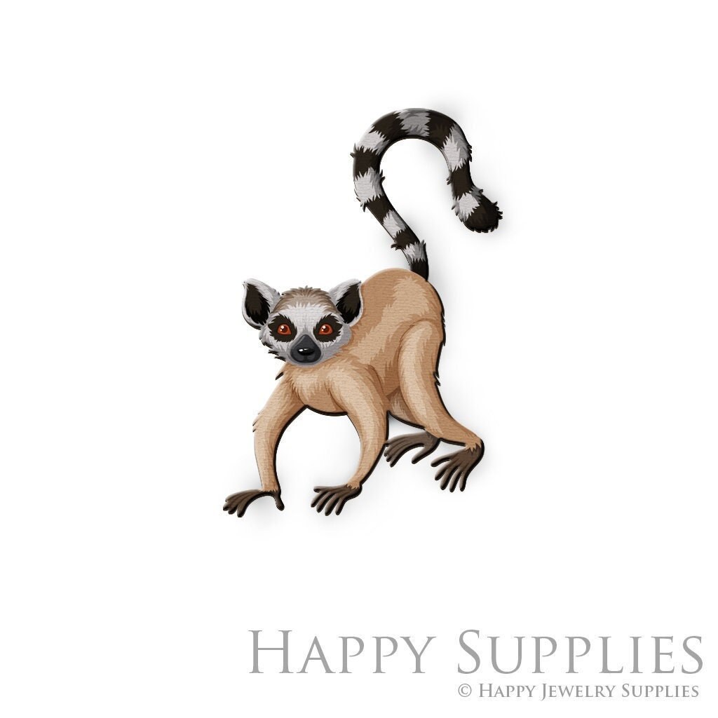 Handmade Jewelry Making Supplies Beads Cut Wooden Lemur Charm For DIY Necklace Earring Brooch (CW878)