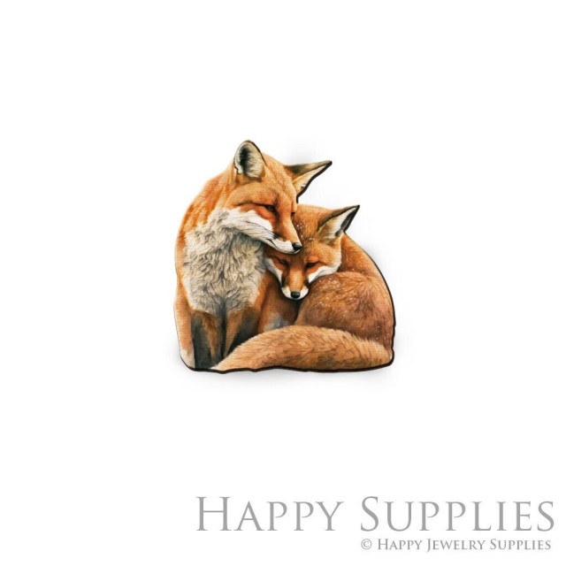 Handmade Jewelry Making Supplies Beads Cut Wooden Fox Charm For DIY Necklace Earring Brooch (CW883)