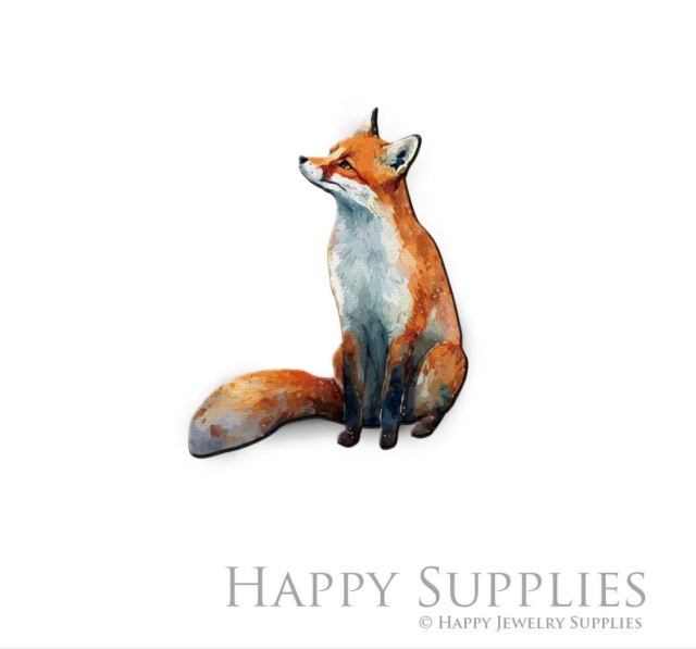 Handmade Jewelry Making Supplies Beads Cut Wooden fox Charm For DIY Necklace Earring Brooch (CW885)