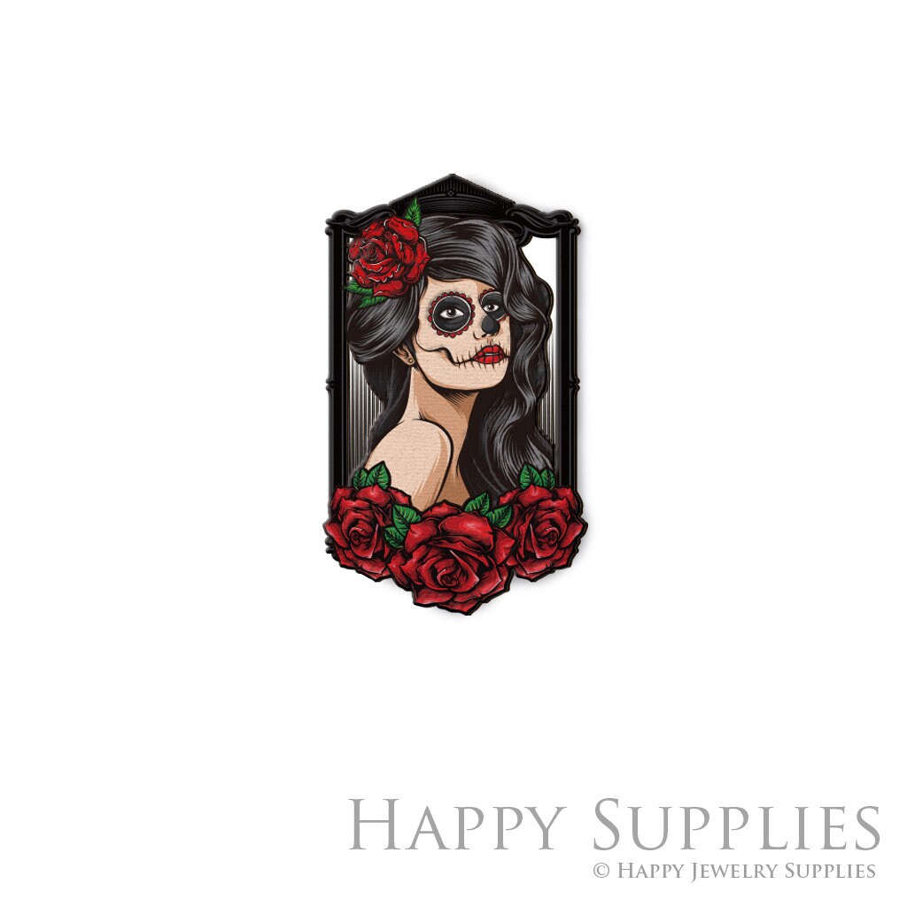 Handmade Jewelry Making Supplies Beads Cut Wooden Ghost Charm For DIY Necklace Earring Brooch (CW906-D)