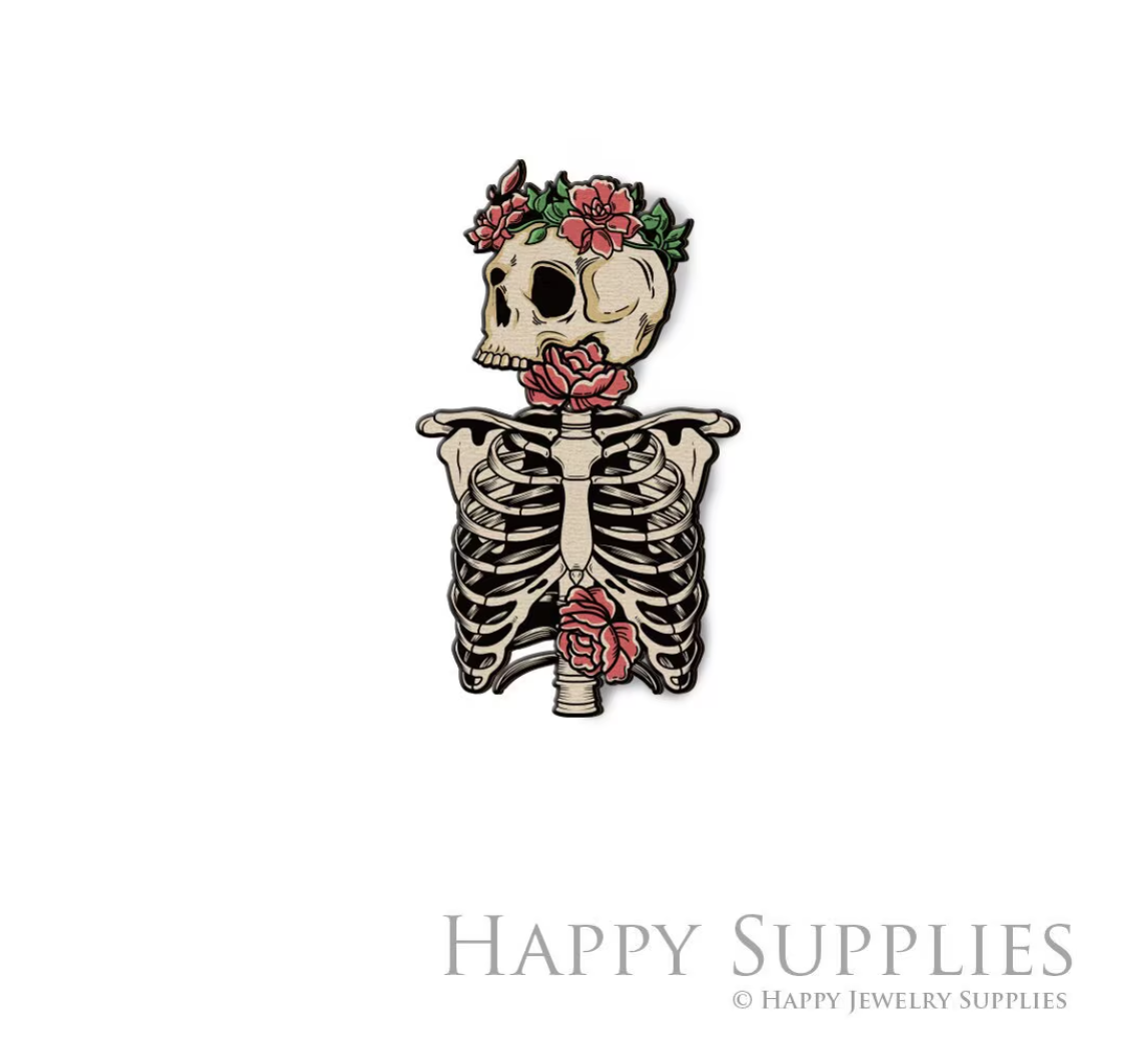 Handmade Jewelry Making Supplies Beads Cut Wooden Ghost Charm For DIY Necklace Earring Brooch (CW912)