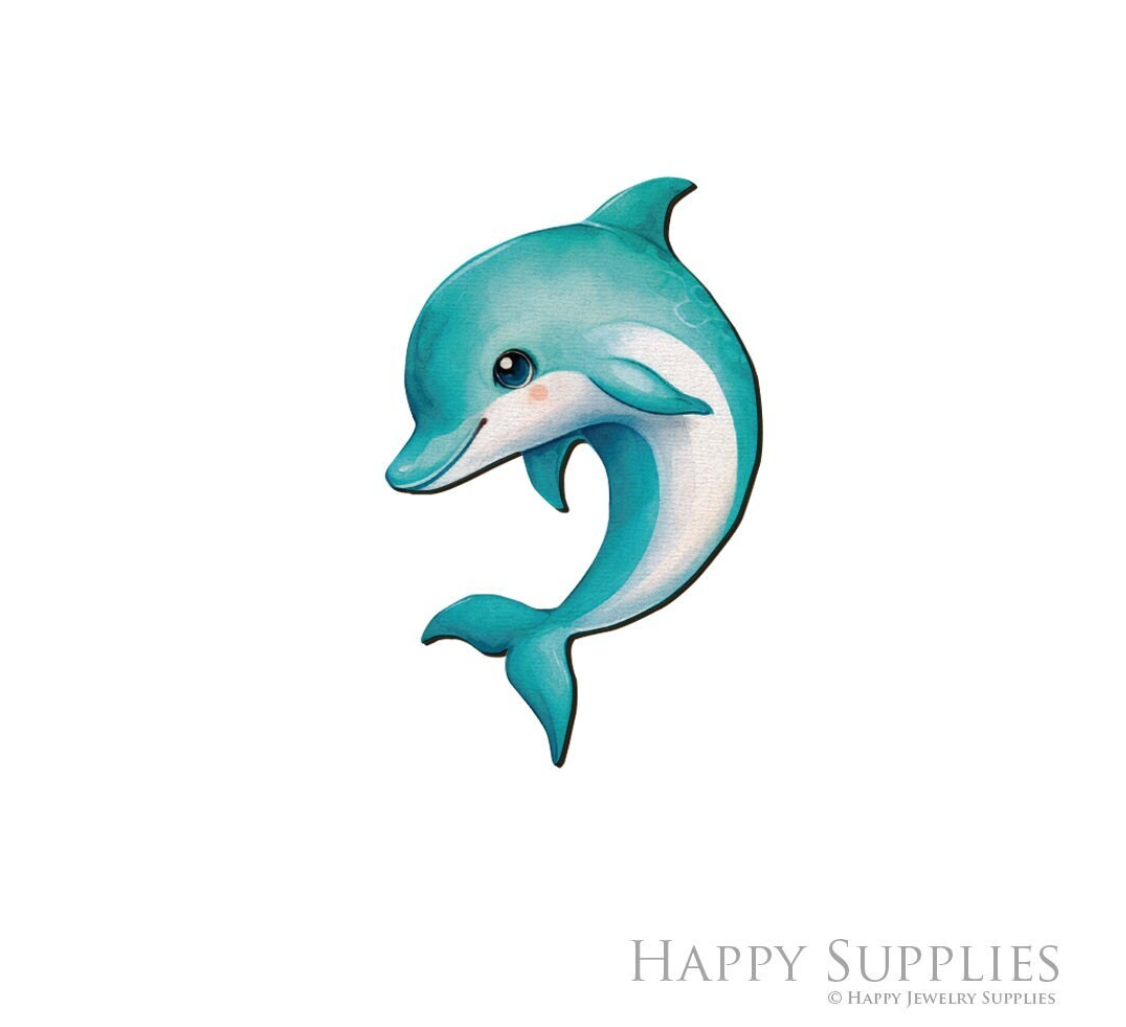 Handmade Jewelry Making Supplies Beads Cut Wooden Dolphin Charm For DIY Necklace Earring Brooch (CW969)