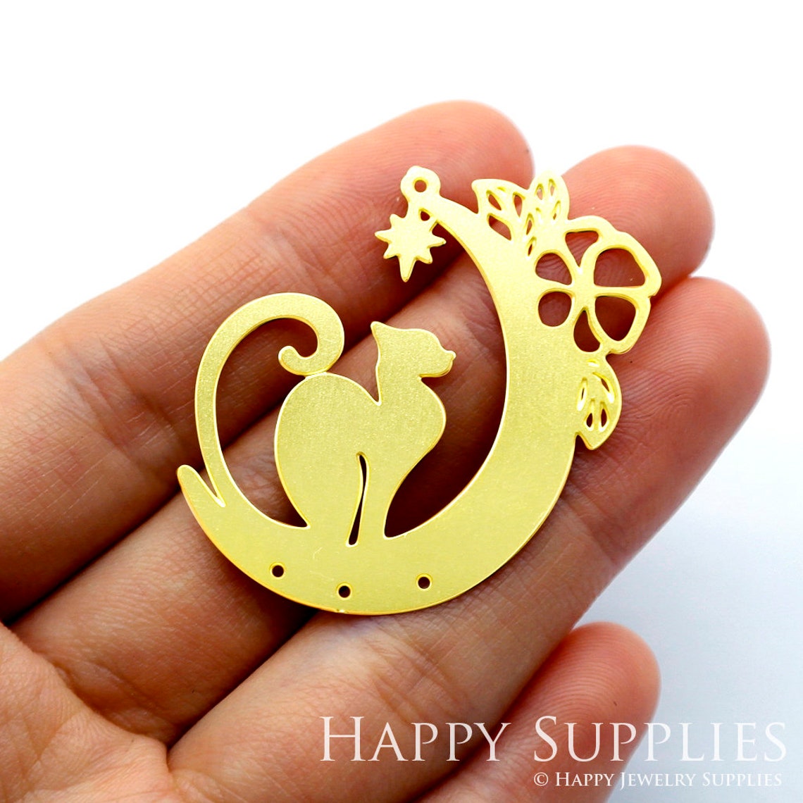 2pcs Brass Jewelry Charms, Cat Raw Brass Earring Charms, Brass Jewelry Pendants, Raw Brass Jewelry Findings, Brass Pendants Jewelry Wholesale (RD1639)
