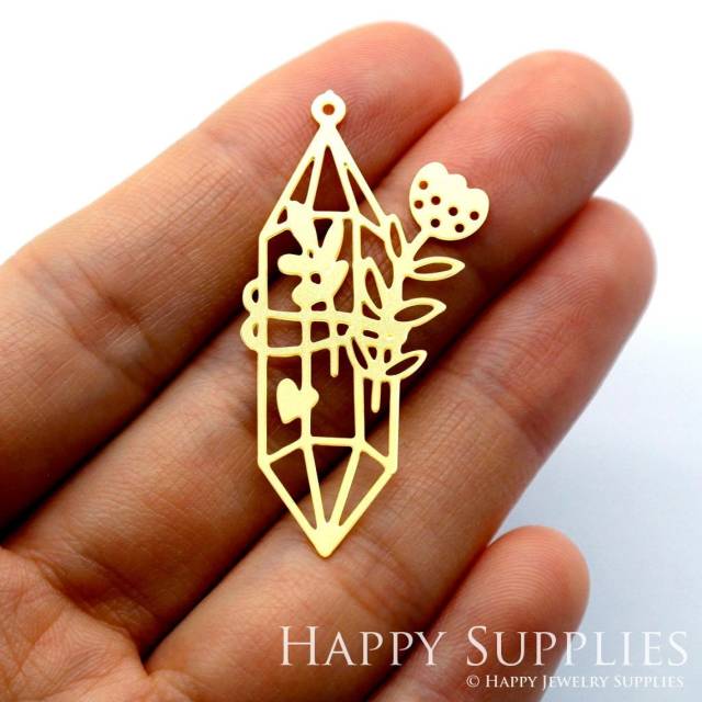 2pcs Brass Jewelry Charms, Flower Raw Brass Earring Charms, Brass Jewelry Pendants, Raw Brass Jewelry Findings, Brass Pendants Jewelry Wholesale (RD1623)