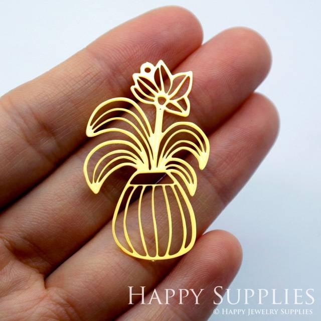 2pcs Brass Jewelry Charms, Flower Raw Brass Earring Charms, Brass Jewelry Pendants, Raw Brass Jewelry Findings, Brass Pendants Jewelry Wholesale (RD1605)