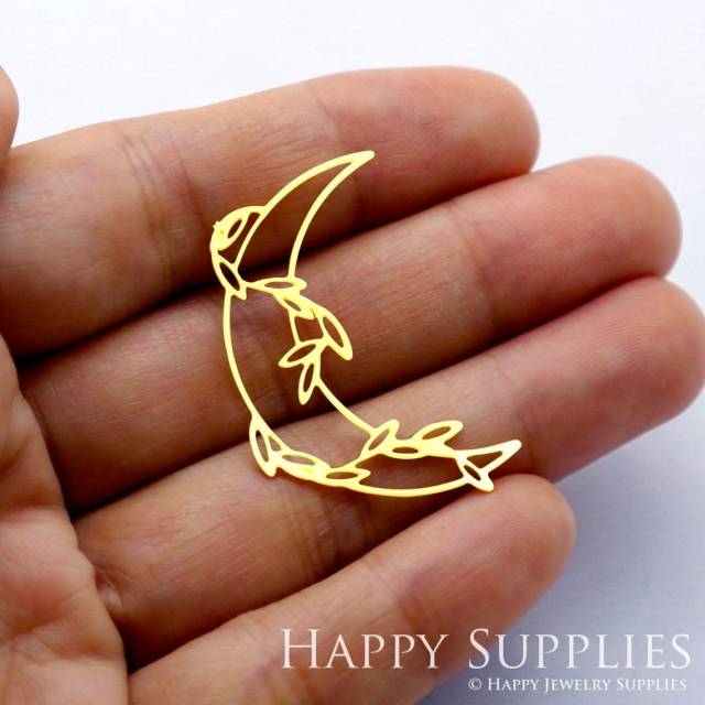 2pcs Brass Jewelry Charms, Moon Raw Brass Earring Charms, Brass Jewelry Pendants, Raw Brass Jewelry Findings, Brass Pendants Jewelry Wholesale (RD1726)