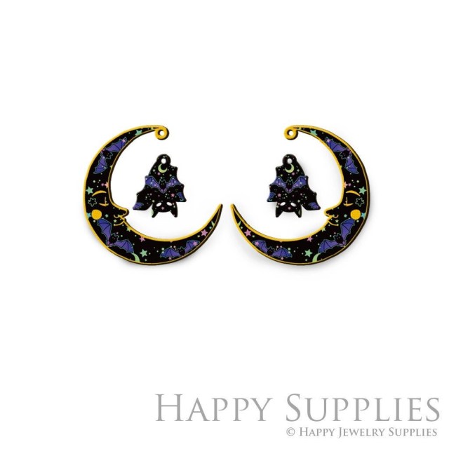 Handmade Jewelry Making Supplies Beads Cut Wooden moon Charm For DIY Necklace Earring Brooch (CW710)