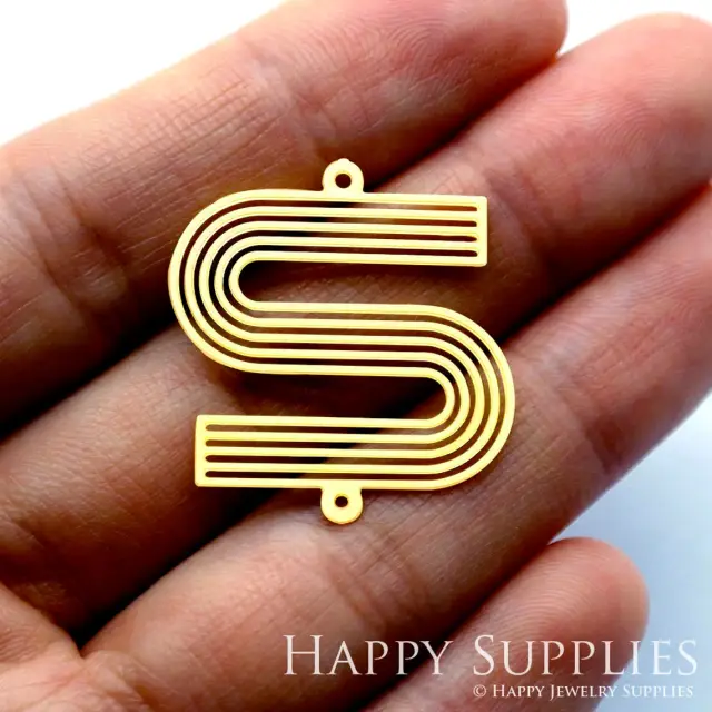 2pcs Brass Jewelry Charms, S Raw Brass Earring Charms, Brass Jewelry Pendants, Raw Brass Jewelry Findings, Brass Pendants Jewelry Wholesale (RD1611)