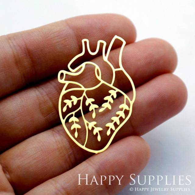 2pcs Brass Jewelry Charms, Heart Raw Brass Earring Charms, Brass Jewelry Pendants, Raw Brass Jewelry Findings, Brass Pendants Jewelry Wholesale (RD1796)