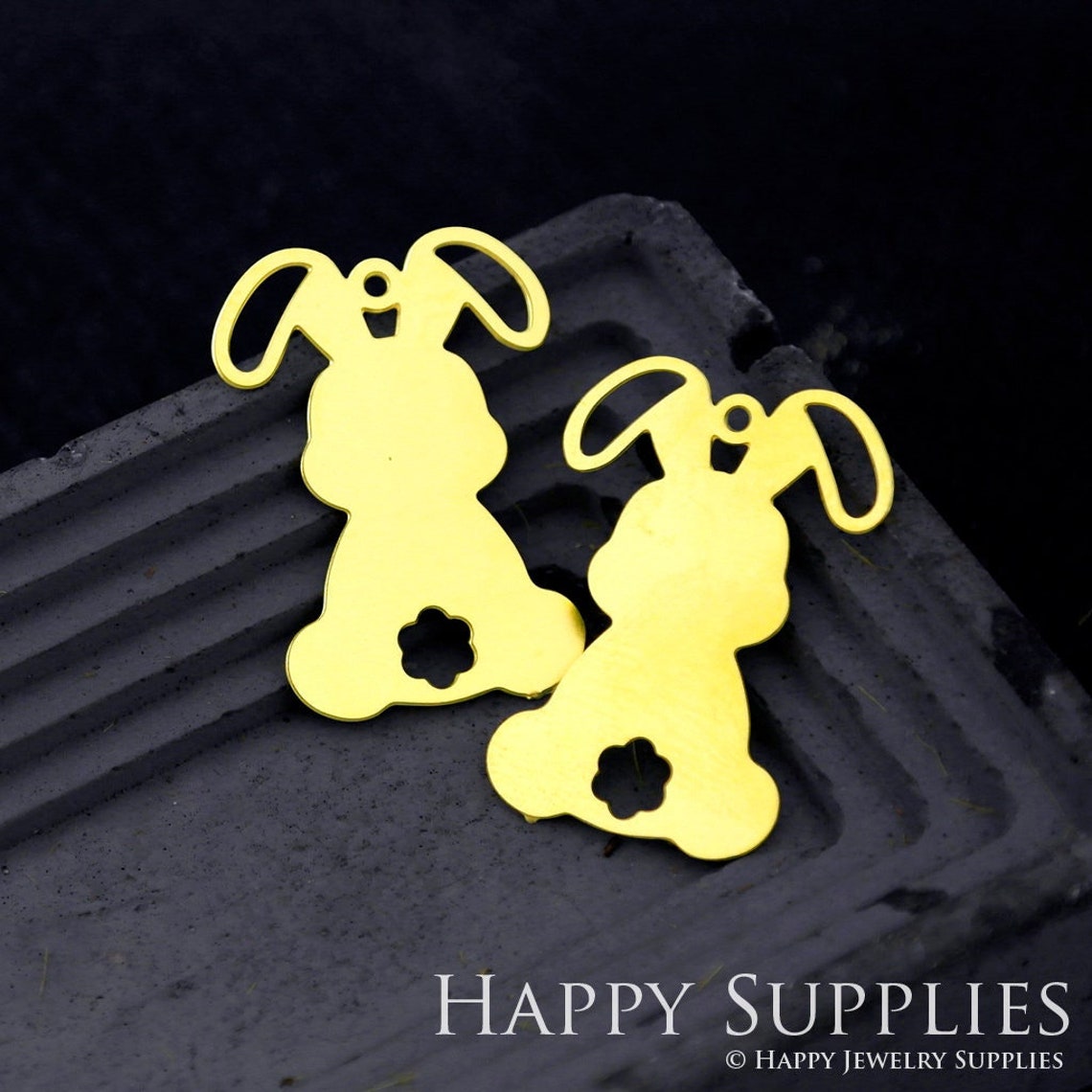 2pcs Brass Jewelry Charms, Rabbit Raw Brass Earring Charms, Brass Jewelry Pendants, Raw Brass Jewelry Findings, Brass Pendants Jewelry Wholesale (RD1774)