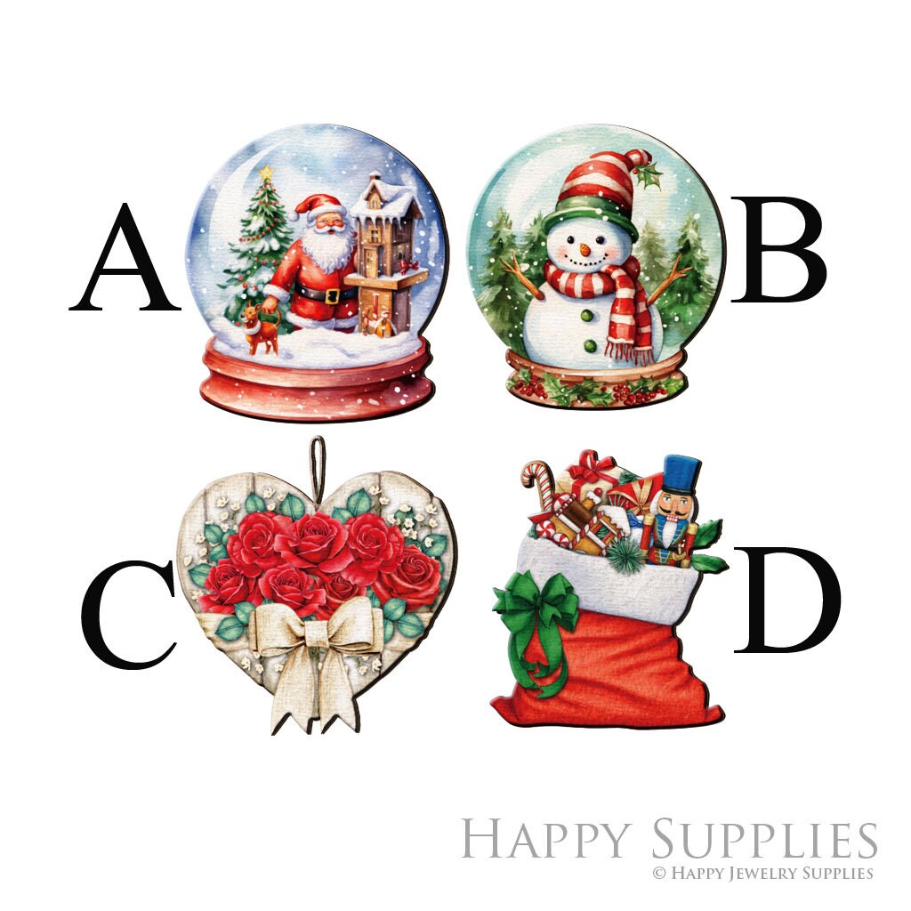 Handmade Jewelry Making Supplies Beads Cut Wooden christmas gift  Charm For DIY Necklace Earring Brooch (CW926)