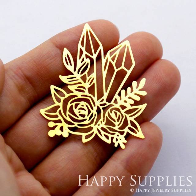2pcs Brass Jewelry Charms, Flower Raw Brass Earring Charms, Brass Jewelry Pendants, Raw Brass Jewelry Findings, Brass Pendants Jewelry Wholesale (RD1733)