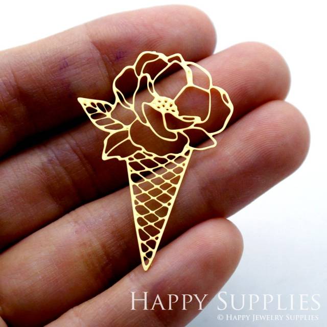 2pcs Brass Jewelry Charms, Flowers Raw Brass Earring Charms, Brass Jewelry Pendants, Raw Brass Jewelry Findings, Brass Pendants Jewelry Wholesale (RD1541)