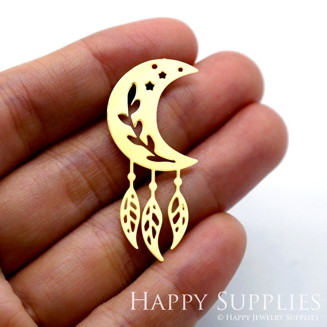2pcs Brass Jewelry Charms, Moon Raw Brass Earring Charms, Brass Jewelry Pendants, Raw Brass Jewelry Findings, Brass Pendants Jewelry Wholesale (RD1549)