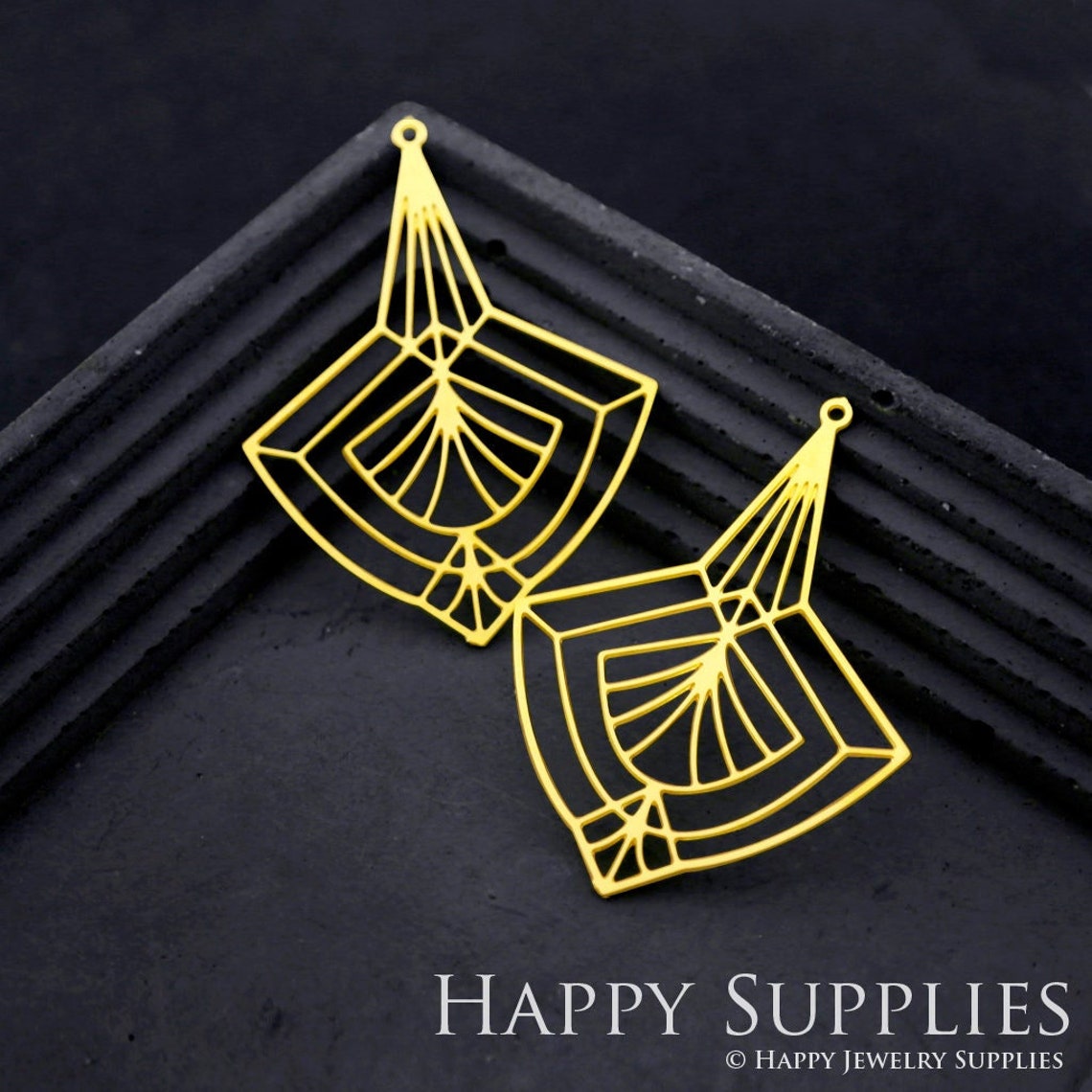 2pcs Brass Jewelry Charms, Fan Raw Brass Earring Charms, Brass Jewelry Pendants, Raw Brass Jewelry Findings, Brass Pendants Jewelry Wholesale (RD1780)