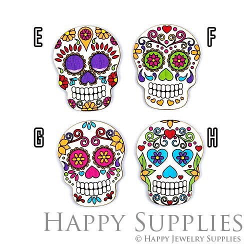 Handmade Jewelry Making Supplies Beads Cut Wooden Skulls Charm For DIY Necklace Earring Brooch (CWM27)