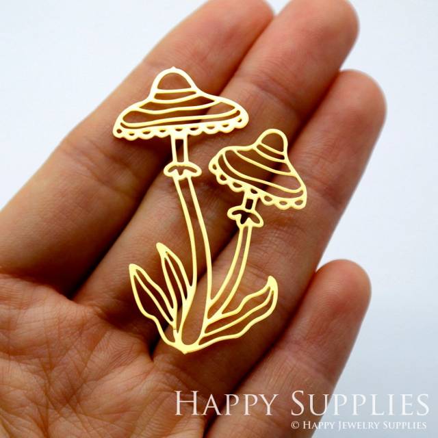2pcs Brass Jewelry Charms, Mushroom Raw Brass Earring Charms, Brass Jewelry Pendants, Raw Brass Jewelry Findings, Brass Pendants Jewelry Wholesale (RD1615)