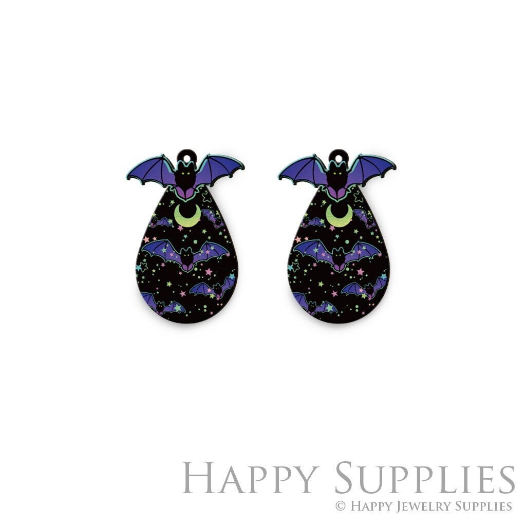 Handmade Jewelry Making Supplies Beads Cut Wooden bat Charm For DIY Necklace Earring Brooch (CW706)