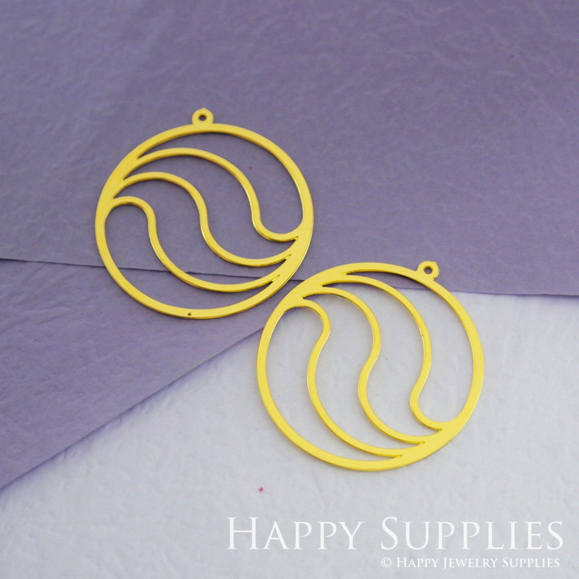 2pcs Brass Jewelry Charms, Circle  Raw Brass Earring Charms, Brass Jewelry Pendants, Raw Brass Jewelry Findings, Brass Pendants Jewelry Wholesale (RD1848)