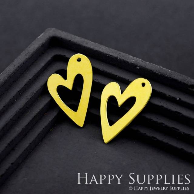2pcs Brass Jewelry Charms, Heart Raw Brass Earring Charms, Brass Jewelry Pendants, Raw Brass Jewelry Findings, Brass Pendants Jewelry Wholesale (RD1820)