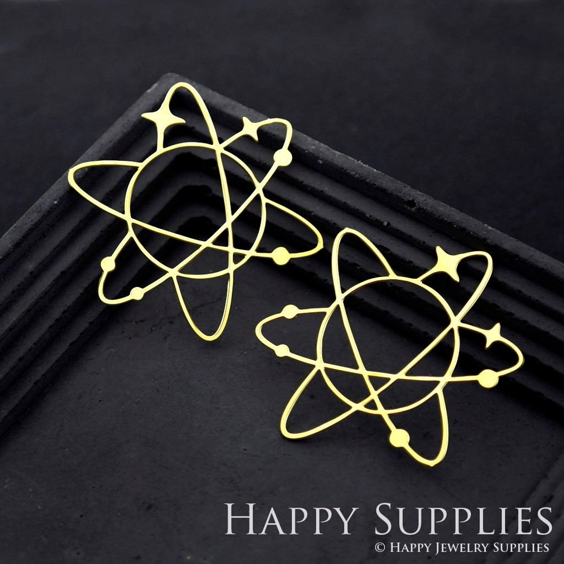 2pcs Brass Jewelry Charms, Satellite Raw Brass Earring Charms, Brass Jewelry Pendants, Raw Brass Jewelry Findings, Brass Pendants Jewelry Wholesale (RD1812)