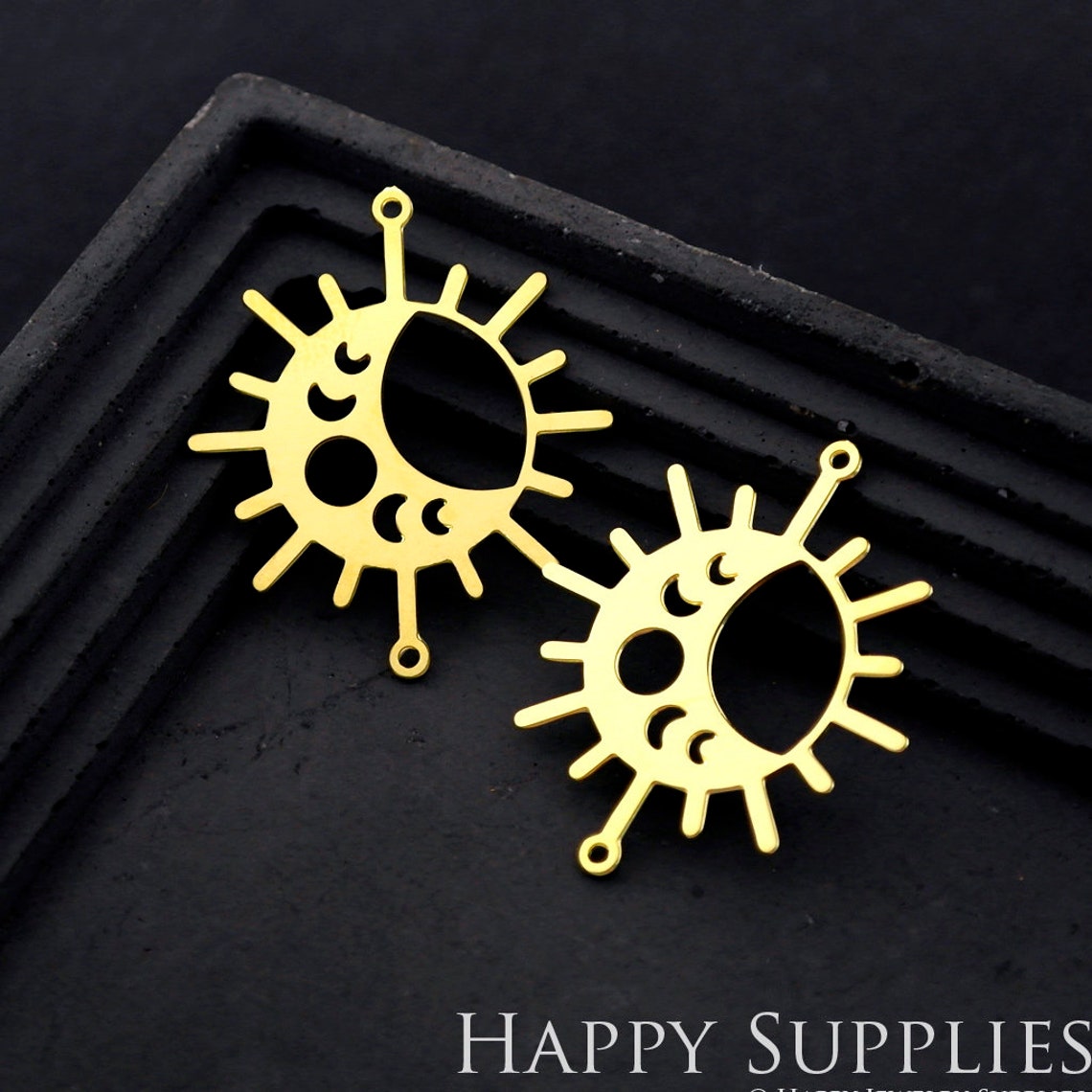 2pcs Brass Jewelry Charms, Sun Raw Brass Earring Charms, Brass Jewelry Pendants, Raw Brass Jewelry Findings, Brass Pendants Jewelry Wholesale (RD1815)