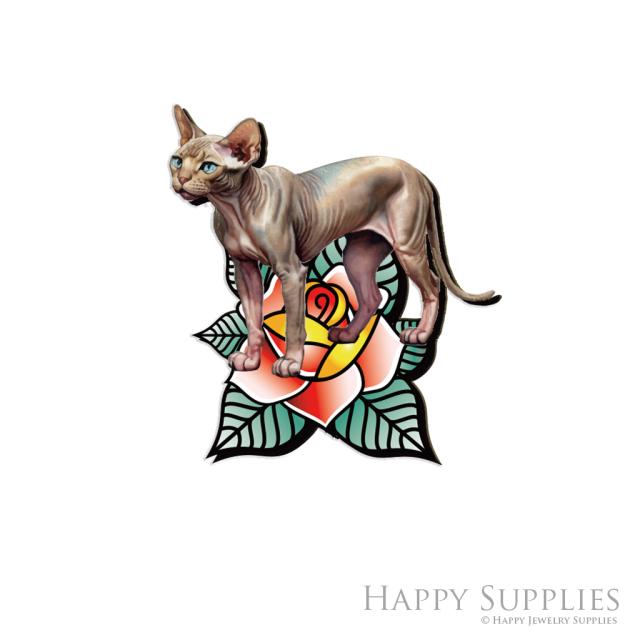 Handmade Jewelry Making Supplies Beads Cut Wooden Cat Charm For DIY Necklace Earring Brooch (CW1040)