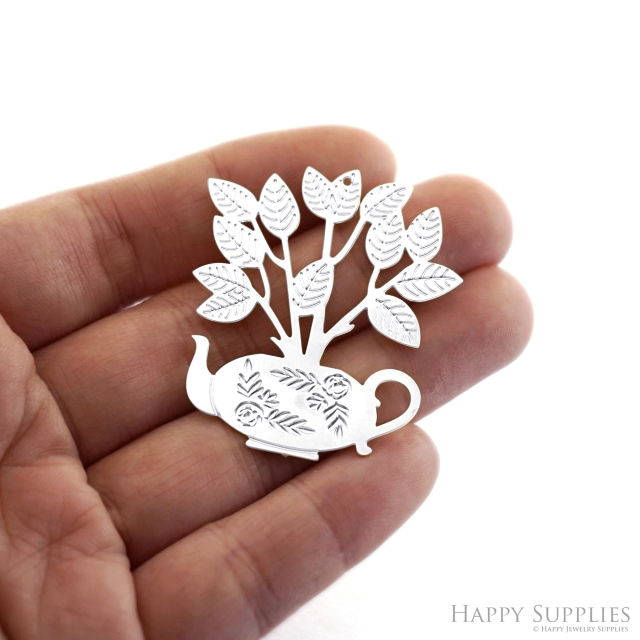 Corroded Stainless Steel Jewelry Charms, Leaves Stainless Steel Earring Charms, Stainless Steel Silver Jewelry Pendants, Corroded Stainless Steel Silver Jewelry Findings, Corroded Stainless Steel Pendants Jewelry Wholesale (SSB1028)